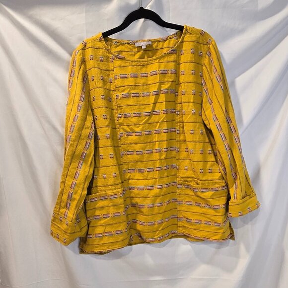 Habitat Clothes To Live In Shirt Mustard Embroidered Pockets Size Small - Picture 1 of 7